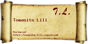 Tomasits Lili névjegykártya